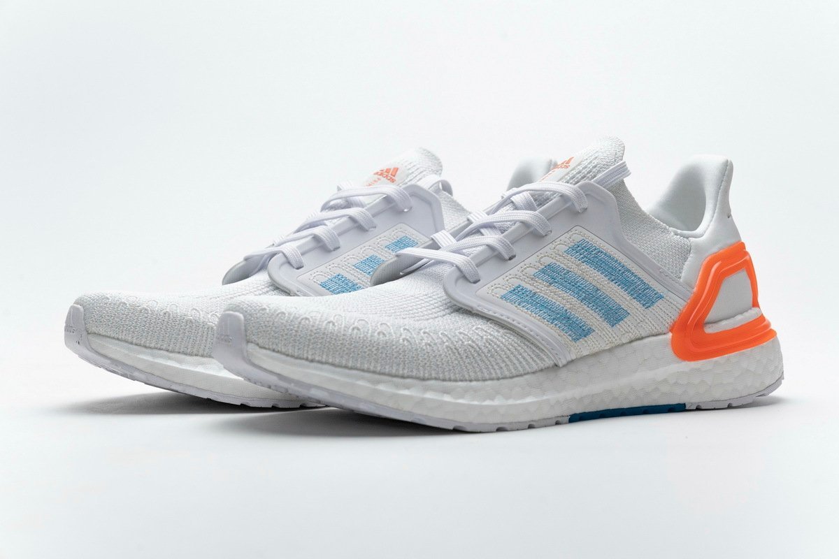 adidas Ultra BOOST 20 Primeblue White Blue Orange - Image 3