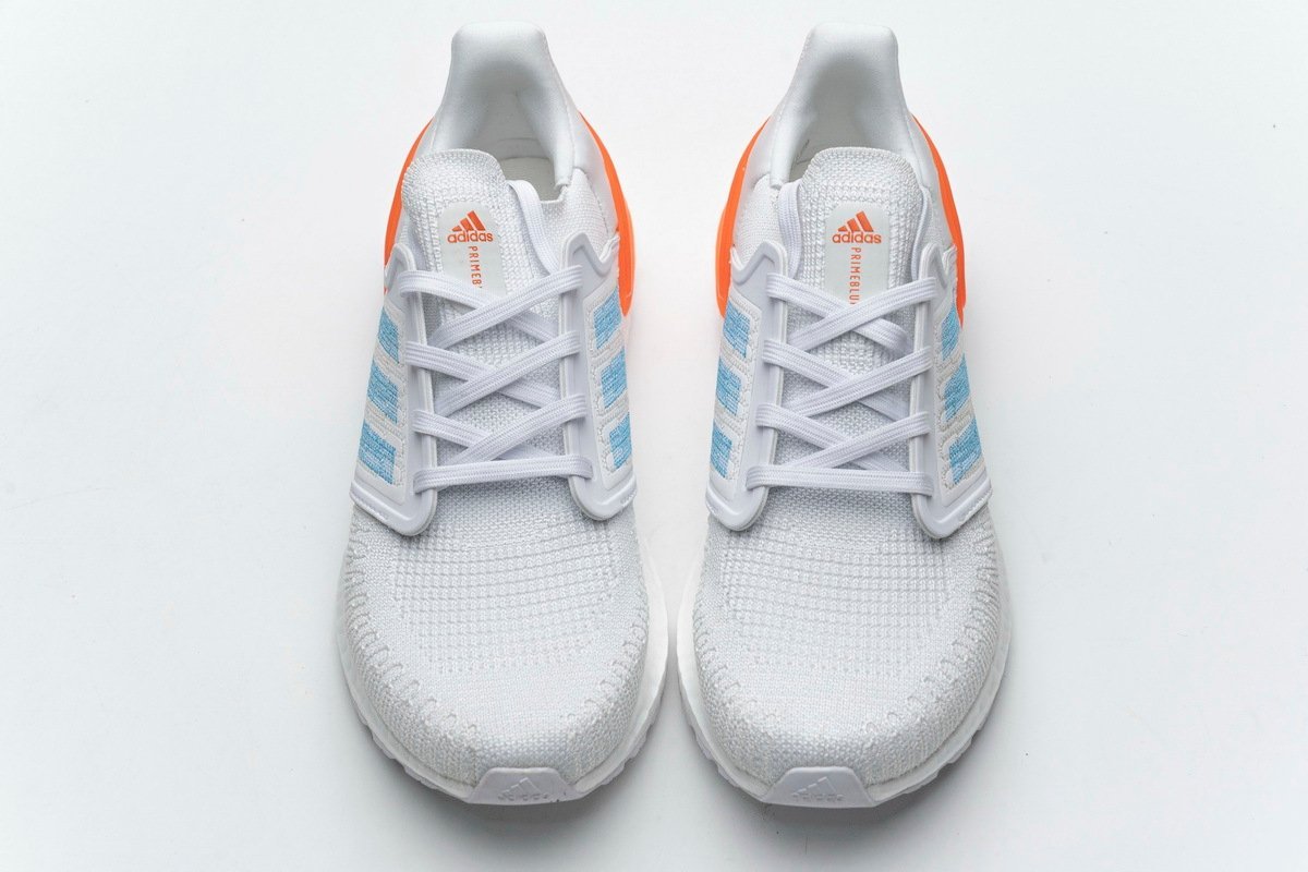 adidas Ultra BOOST 20 Primeblue White Blue Orange - Image 4