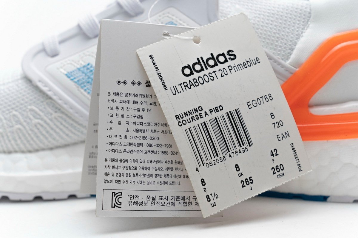 adidas Ultra BOOST 20 Primeblue White Blue Orange - Image 12