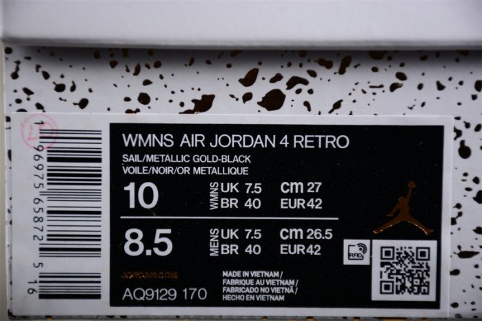 Air Jordan 4 WMNS ?Metallic Gold? AQ9129-170 - Image 8