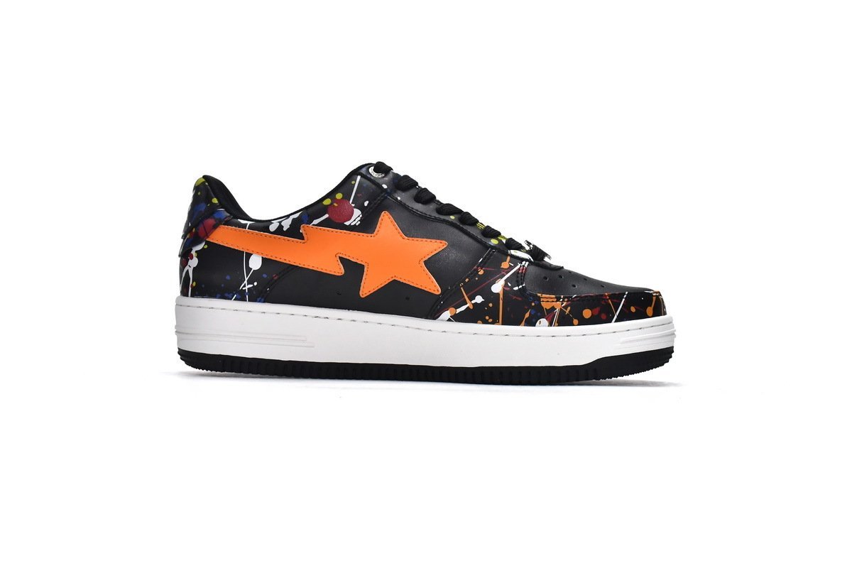 B@pe Sk8 Sta Low Splash black orange - Image 2