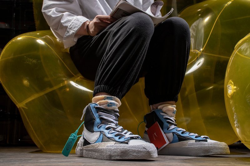 Nike Blazer Mid sacai White Black Legend Blue - Image 15